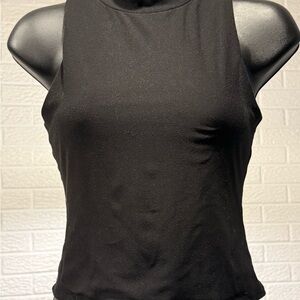 Pink‎ Rose Black Fitted Tank Top